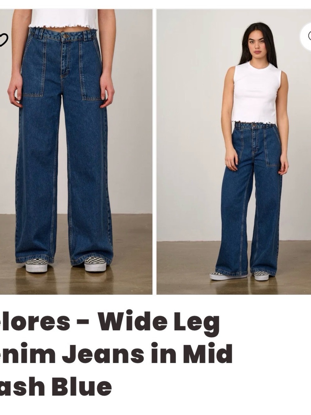 Lucy & Yak Mid Wash Blue Wide Leg Jeans
